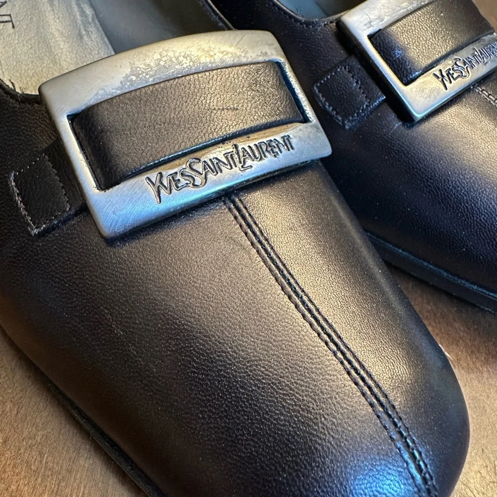 Vtg Yves Saint Laurent Brown‎ Shine Pumps Buckle Leather Size 10 *READ* - Picture 12 of 12